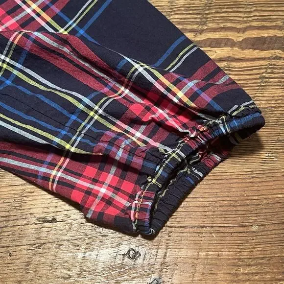 Talbots Velvet Trim Top Red Plaid Long Sleeve Split Neck Womens XL Christmas - Picture 9 of 12